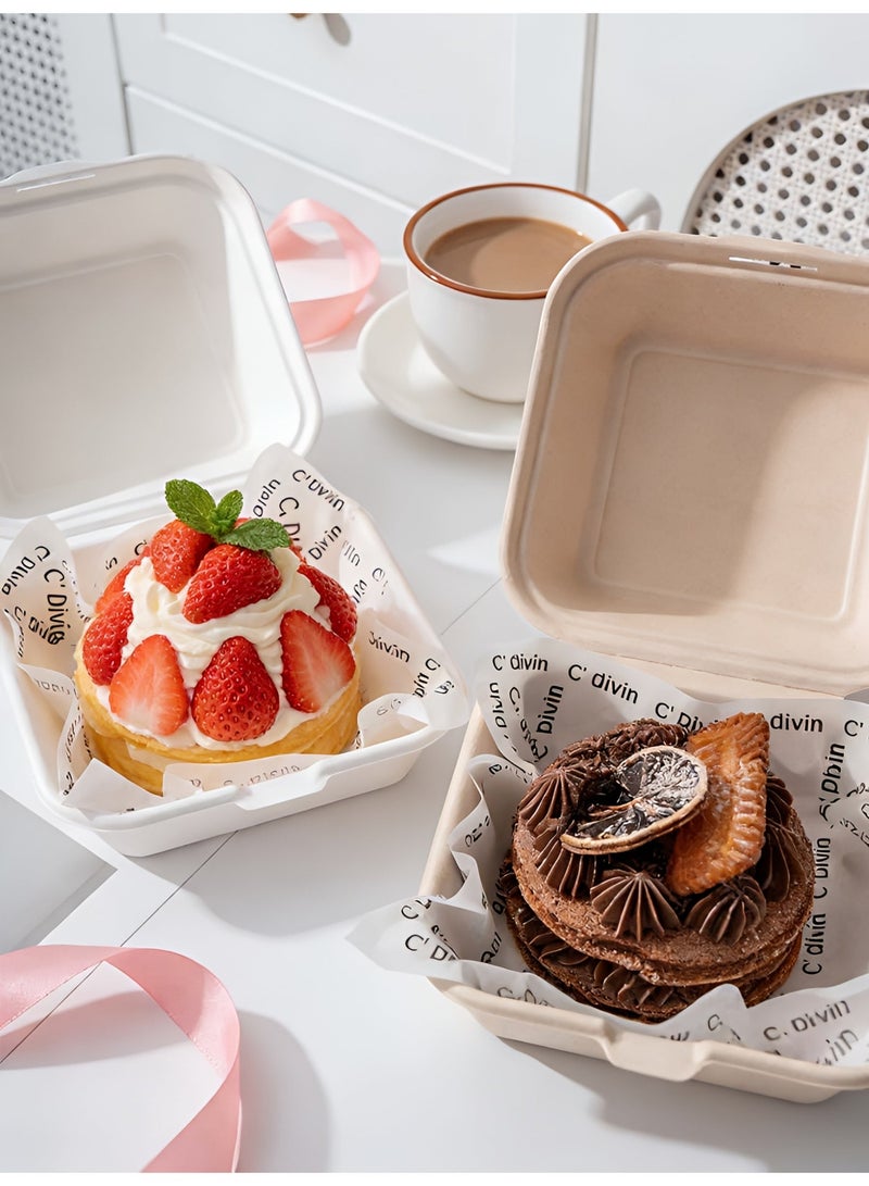 TrustMate Cake & Hamburger Packaging Boxes – 50 Pack with Greaseproof Paper, Food Packaging Boxes for Cakes, Desserts, Sandwiches & Parties - Image 2
